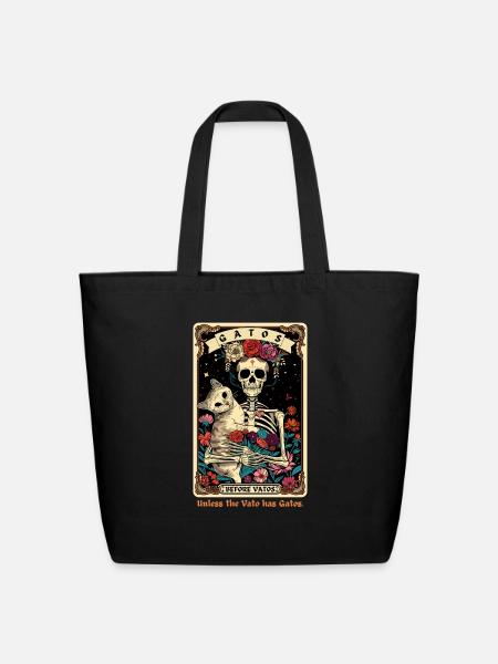 Gatos Before Vatos Tarot Skeleton Cat - Eco-Friendly Cotton Tote - black