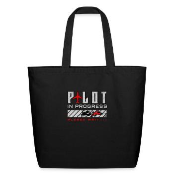 Pilot In Progress Future Pilot Aviation Airplane - Eco-Friendly Cotton Tote - black - Front