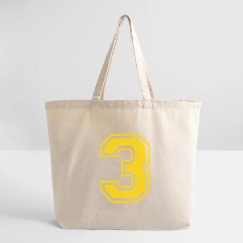 Number 3 in a classic athletic collegiate font - Eco-Friendly Cotton Tote