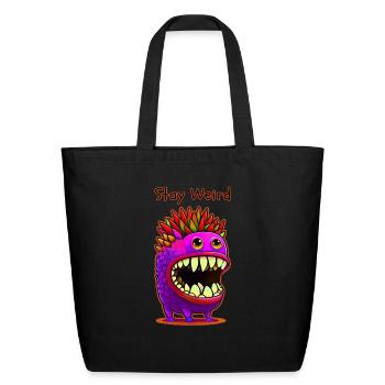 Stay Weird Monster Doodle Violet - Sac fourre-tout en coton naturel - noir - Devant