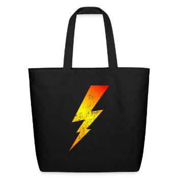 Fire Bolt Lightning | Bolt Graphic T-Shirt - Eco-Friendly Cotton Tote - black - Front