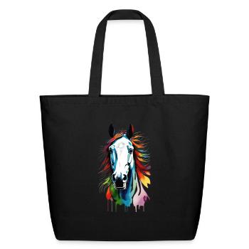 Horse Design - Eco-Friendly Cotton Tote - black - Front