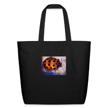 Red Ladybug With Black dots - Eco-Friendly Cotton Tote - black - Front