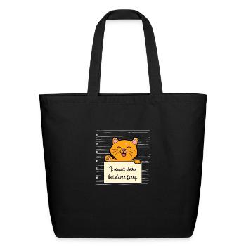 Cat was not clever but funny - Eco-Friendly Cotton Tote - black - Front