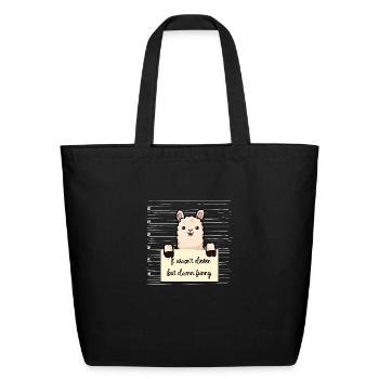 Llama was not clever but funny - Eco-Friendly Cotton Tote - black - Front