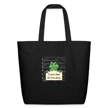 Frog was not clever but funny - Eco-Friendly Cotton Tote - black - Front