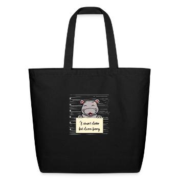 Hippo was not clever but funny - Eco-Friendly Cotton Tote - black - Front