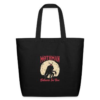 Cryptid Monster Mothman Believes in You - Eco-Friendly Cotton Tote - black - Front