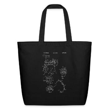 Drum Kit Cool Drummer Drumming Musician Patent - Eco-Friendly Cotton Tote - black - Front