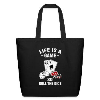 Lucky Casino Gambler Dice And Poker Cards - Eco-Friendly Cotton Tote - black - Front