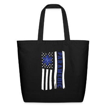 Paramedic USA Flag - Eco-Friendly Cotton Tote - black - Front