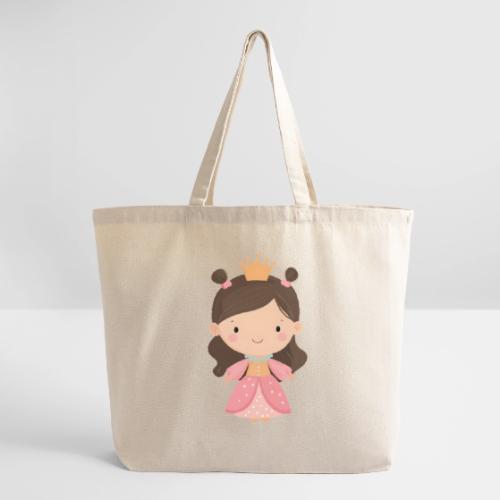 Cute Cartoon Little Princess Standing and Smiling - Eco-Friendly Cotton Tote