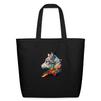 wolf give birth - Eco-Friendly Cotton Tote - black - Front