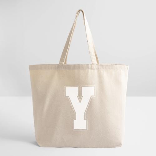 White Letter Y – Varsity Alphabet Monogram - Eco-Friendly Cotton Tote