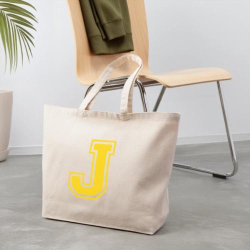 Letter J – Capital Athletic Alphabet Monogram - Eco-Friendly Cotton Tote