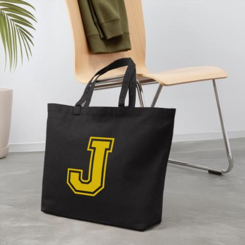 Letter J – Capital Athletic Alphabet Monogram - Eco-Friendly Cotton Tote