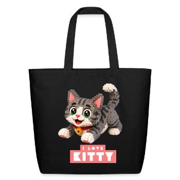 I love Kitty Artwork  - Eco-Friendly Cotton Tote - black - Front