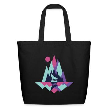 Wolf silhouette travel adventure hiking gift - Eco-Friendly Cotton Tote - black - Front