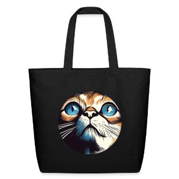 Cut cat face hole - Eco-Friendly Cotton Tote - black - Front