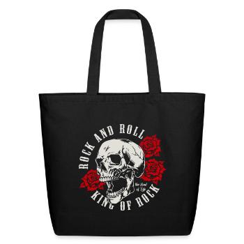 skull roses rock and roll star celebrity superstar - Eco-Friendly Cotton Tote - black - Front