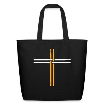 Christian Drummer, Drumsticks - Eco-Friendly Cotton Tote - black - Front
