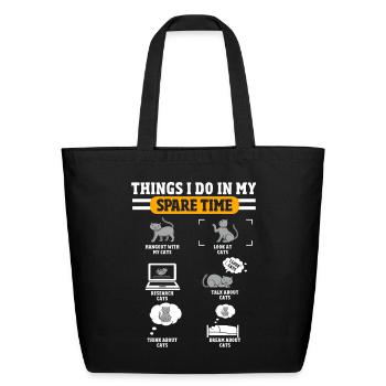 Funny Cat owner, Cats - Eco-Friendly Cotton Tote - black - Front