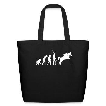Evolution of horse riding, horse, horses - Eco-Friendly Cotton Tote - black - Front