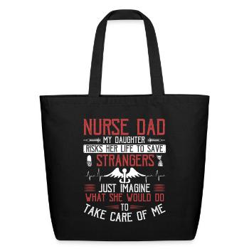 Nurse Dad Gift - Eco-Friendly Cotton Tote - black - Front