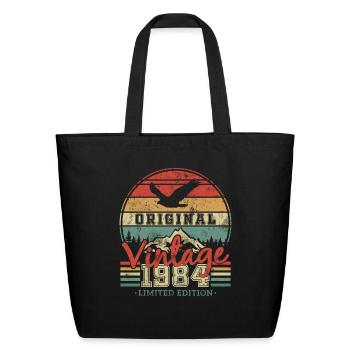 Vintage Retro Birthday Gift 1984 - Eco-Friendly Cotton Tote - black - Front