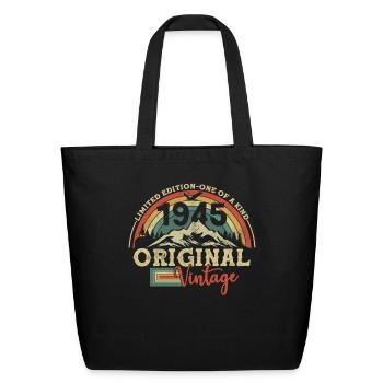 Vintage Retro Birthday Gift 1945 - Eco-Friendly Cotton Tote - black - Front