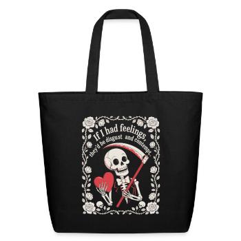 Halloween Funny Skeleton If I Had Feelings - Eco-Friendly Cotton Tote - black - Front
