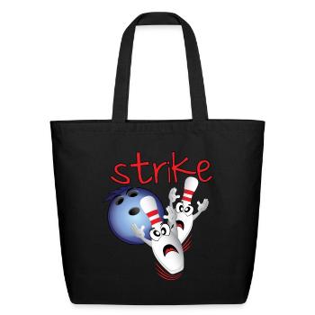Bowling Strike - Eco-Friendly Cotton Tote - black - Front
