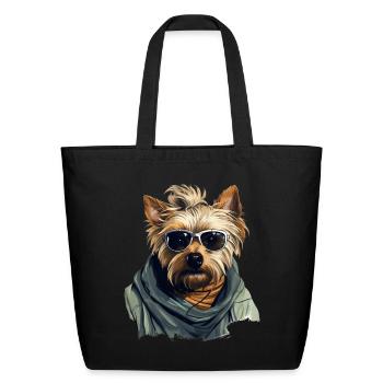 Urban Tinker: Streetwise Yorkshire Terrier Vibes - Eco-Friendly Cotton Tote - black - Front
