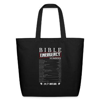 Bible Emergency Numbers - Eco-Friendly Cotton Tote - black - Front