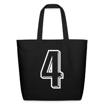 4 Years Jersey Number 4 - Number FOUR Back Number - Eco-Friendly Cotton Tote - black - Front