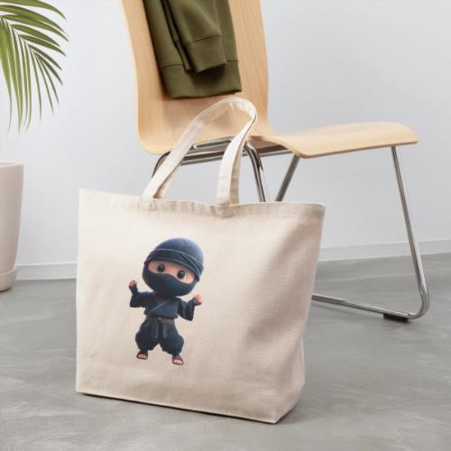 Cute Cartoon Ninja Toddler in Fight Pose - Eco-Friendly Cotton Tote