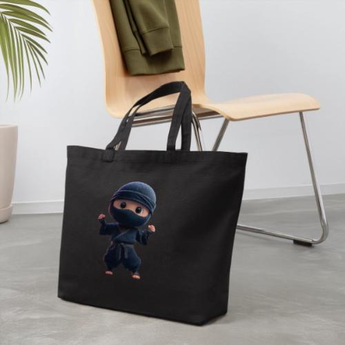 Cute Cartoon Ninja Toddler in Fight Pose - Eco-Friendly Cotton Tote