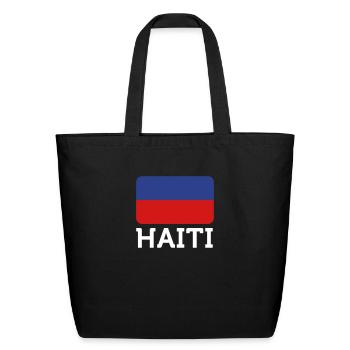 National Flag Of Haiti - Eco-Friendly Cotton Tote - black - Front