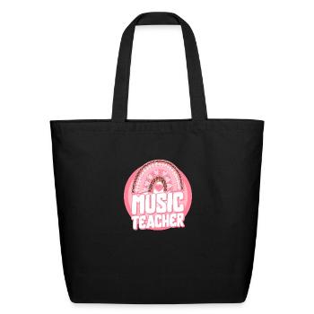 Music Teacher Shirt, Back To School Supplies - Eco-Friendly Cotton Tote - black - Front