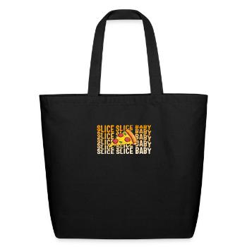 Pizza Shirt, Slice Slice Baby Tee, Gift For - Eco-Friendly Cotton Tote - black - Front