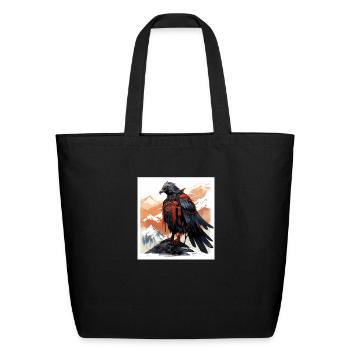 Tengu crow warrior guardian - Eco-Friendly Cotton Tote - black - Front