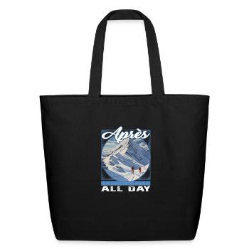 Apres All Day Atmospheric Alpine Depth Descent - Eco-Friendly Cotton Tote - black - Front
