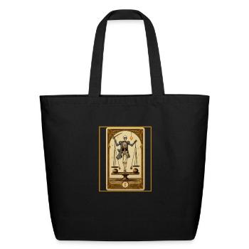 Planking Tarot Card Skeleton Balance Scale Core - Eco-Friendly Cotton Tote - black - Front