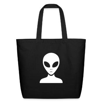 Minimalist alien portrait silhouette face - Eco-Friendly Cotton Tote - black - Front