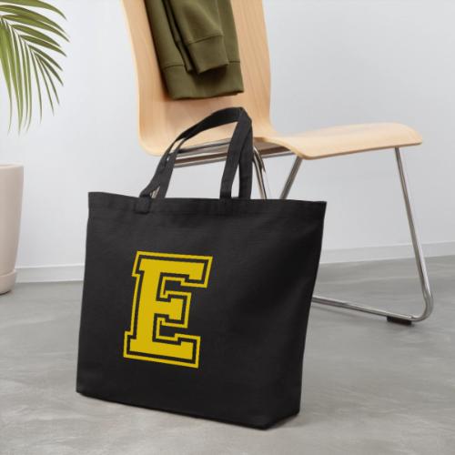 Letter E – Capital Athletic Alphabet Monogram - Eco-Friendly Cotton Tote