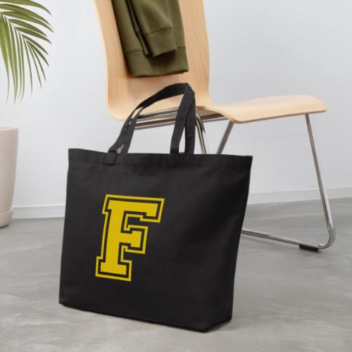 Letter F – Capital Athletic Alphabet Monogram - Eco-Friendly Cotton Tote