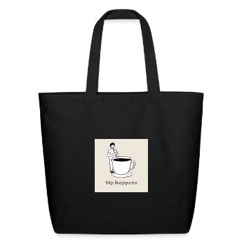 Sip Happens Coffee Hero - Eco-Friendly Cotton Tote - black - Front