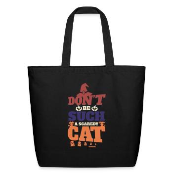 Don't be an anxious cat on Halloween - Eco-Friendly Cotton Tote - black - Front