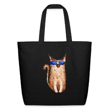 SCRUFFY CAT FUNNY CAT - Eco-Friendly Cotton Tote - black - Front