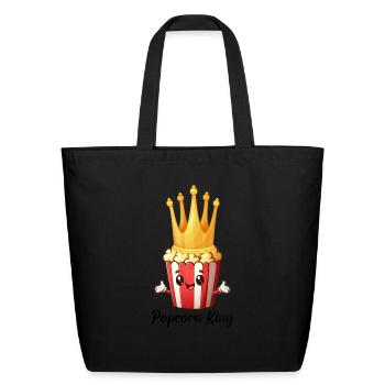 Popcorn King Mens Popcorn Lover Shirt Cute Popcorn - Eco-Friendly Cotton Tote - black - Front
